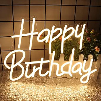 Happy Birthday LED Neon Sign: Dimmable, Warm, Perfect for Party Decor