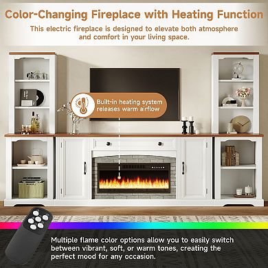 Trikiousd 3-Piece Entertainment Center with Mantel Electric Fireplace for TVs Up to 70"