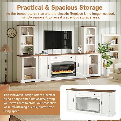 Trikiousd 3-Piece Entertainment Center with Mantel Electric Fireplace for TVs Up to 70"