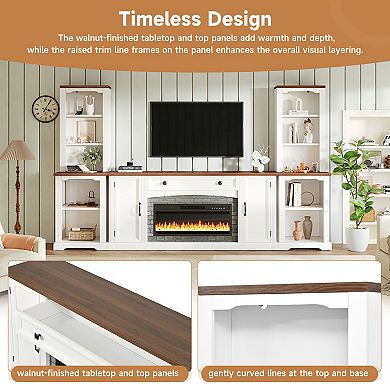 Trikiousd 3-Piece Entertainment Center with Mantel Electric Fireplace for TVs Up to 70"