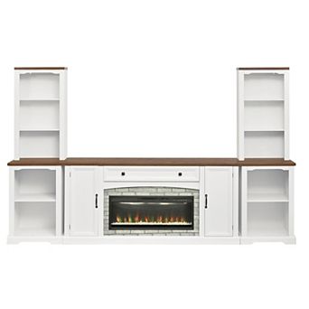 Trikiousd 3 pc Entertainment Center with Mantel Electric Fireplace for TVs Up to 70"