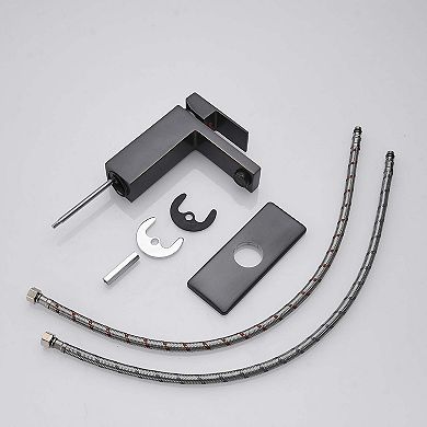 Single Handle Single Hole Bathroom Faucet with Deck Plate and Pop Up Drain