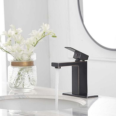 Single Handle Single Hole Bathroom Faucet with Deck Plate and Pop Up Drain