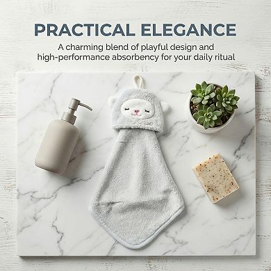1 Pack Animal Hanging Hand Towel, Soft Absorbent Quick Dry, Cute Decorative Towel for Home 8" x 15"