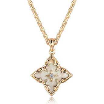 KSIZUIS 14K Gold Plated CZ Clover Pendant Necklace, Dainty Adjustable Lucky Charm for Women