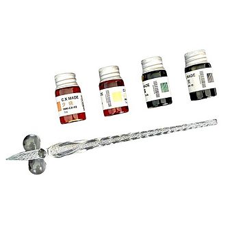 Hand Blown Glass Dip Pen Set