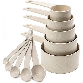Zoulao Cream Wheat Straw Measuring Cups Spoons Set Cooking Baking Tools 10 pc