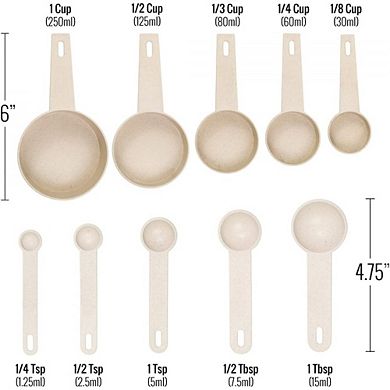 Zoulao Cream Wheat Straw Measuring Cups Spoons Set Cooking Baking Tools 10pc