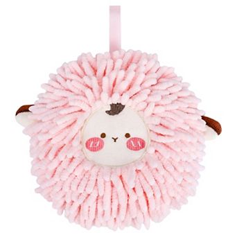 Cute Sheep Animal Chenille Hanging Hand Towel 1 Pack, Super Absorbent Soft Towel 6" x 6"