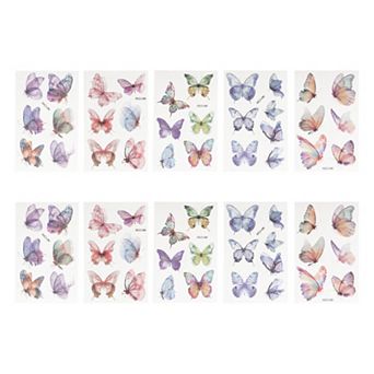 Realistic Colorful Temporary Tatto Pink Green 10 pc