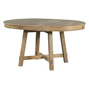 Round Dining Table with Leaf Extension, Wood Table for Small Space