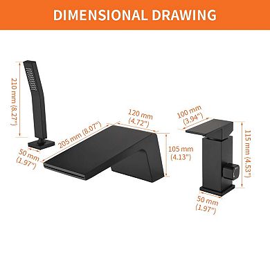 Single Handle Tub Deck Mount Roman Tub Faucet with Hand Shower