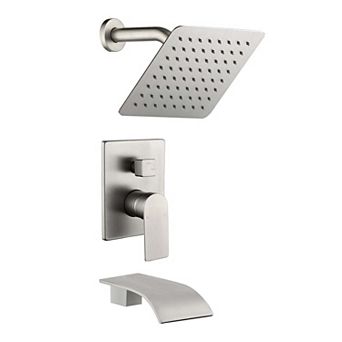 Single-Handle 1-Spray Tub and Shower Faucet with 8 in Square Fixed Shower Head, Valve Included