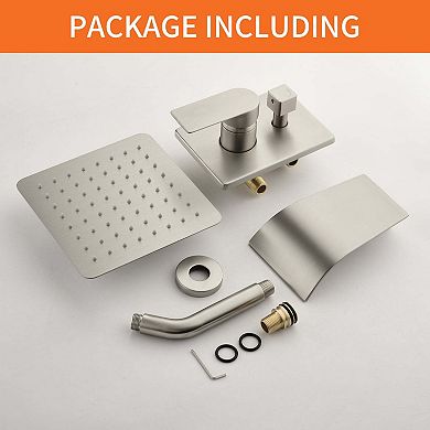 Single-Handle 1-Spray Tub and Shower Faucet with 8 in. Square Fixed Shower Head, Valve Included