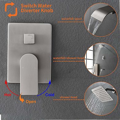 Single-Handle 1-Spray Tub and Shower Faucet with 8 in. Square Fixed Shower Head, Valve Included