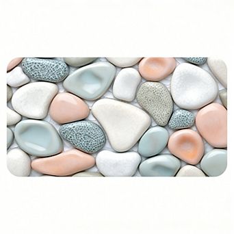 Colorful Pebble Stone Floor Mat, Durable Non-Slip Bathroom Floor Mat.