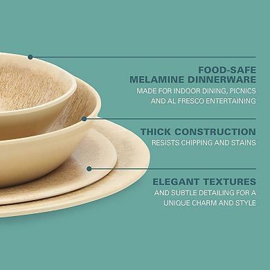 Gibson Home Casper Court 16Piece Melamine Dinnerware Set Reactive Glaze Look Service for 4