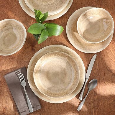 Gibson Home Casper Court 16Piece Melamine Dinnerware Set Reactive Glaze Look Service for 4