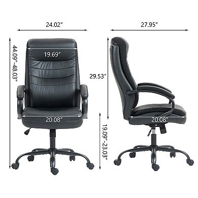 PU Leather Executive Office Chair High Back Adjustable Desk Chair with Lumbar Support Black