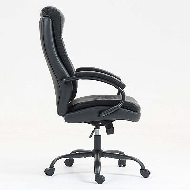 PU Leather Executive Office Chair High Back Adjustable Desk Chair with Lumbar Support Black