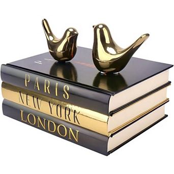Decorative Books with Bird Statues for Coffee Table Display