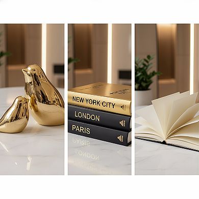 Decorative Books with Bird Statues for Coffee Table Display