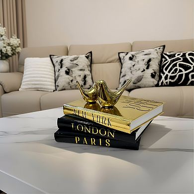 Decorative Books with Bird Statues for Coffee Table Display