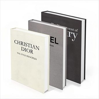 Linen Hardcover Faux Books Set of 3 for Coffee Table Decor