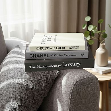 Linen Hardcover Faux Books Set of 3 for Coffee Table Decor