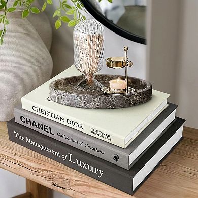 Linen Hardcover Faux Books Set of 3 for Coffee Table Decor