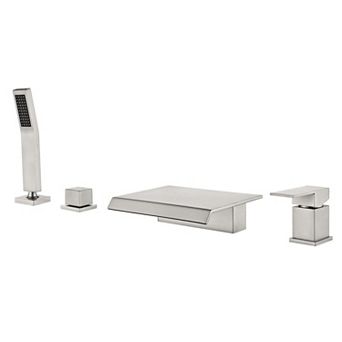 Dual Handle Tub Deck Mount Roman Tub Faucet with Hand Shower
