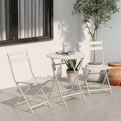 KWPZQEB Foldable Metal Patio Bistro Set, Round Table and 2 Chairs