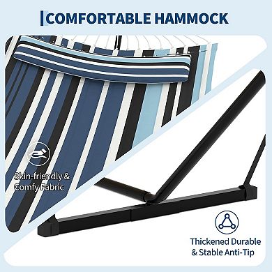 Double Hammock with Stand for Outside Heavy Duty, 52''W Quick Dry Hammocks, 450lbs Capacity