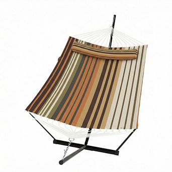 Double Hammock with Stand for Outside Heavy Duty, 52''W Quick Dry Hammocks, 450lbs Capacity