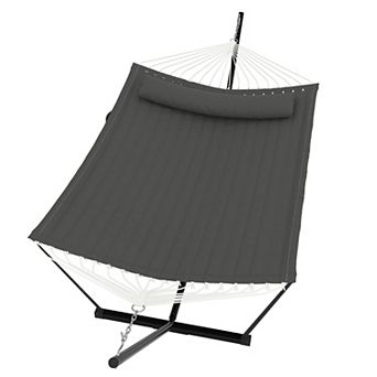 Double Hammock with Stand for Outside Heavy Duty, 52''W Quick Dry Hammocks, 450lbs Capacity