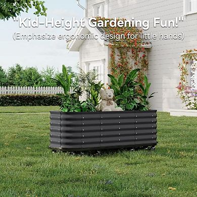 Self Watering Garden Bed with Rolling Lockable Wheels Metal Construction for Patio Deck