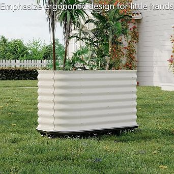 Self Watering Garden Bed with Rolling Lockable Wheels Metal Construction for Patio Deck