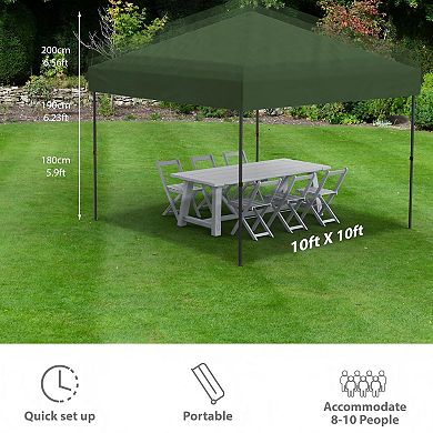 10x10Ft Pop Up Canopy Beach Tent with One Push Setup Reinforced Frame Outdoor Canopy Tent