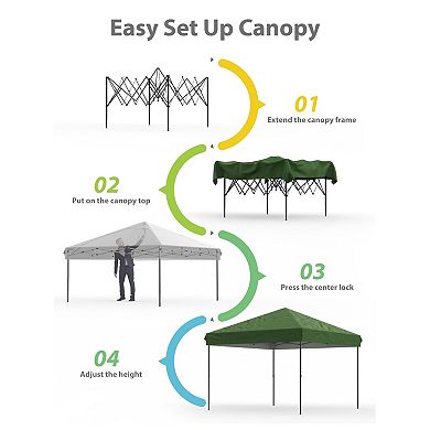 10x10Ft Pop Up Canopy Beach Tent with One Push Setup Reinforced Frame Outdoor Canopy Tent