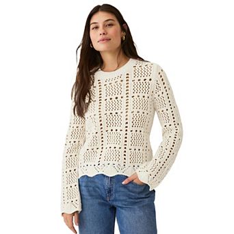 Ellos Plus Size Open Work Pullover
