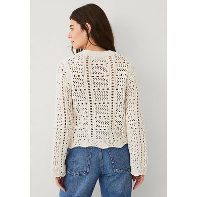 Ellos Plus Size Open Work Pullover