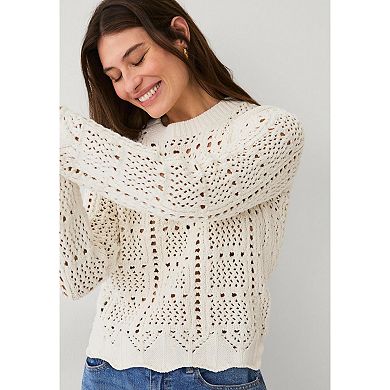 Ellos Plus Size Open Work Pullover