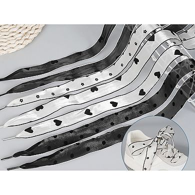 Women's Flat Ribbon Shoelaces Shoestrings for Sneakers 2 Pairs 55.1"