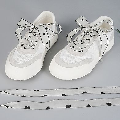 Women's Flat Ribbon Shoelaces Shoestrings for Sneakers 2 Pairs 55.1"
