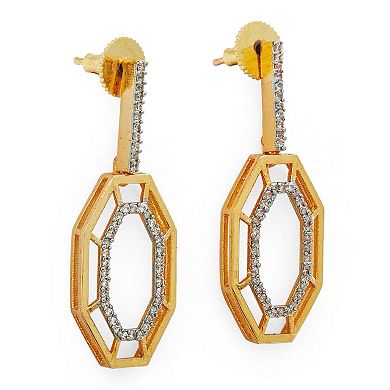 Gold-plated Geometric Syra Earrings With Cubic Zirconia by Dhwani Bansal