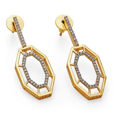 Gold-plated Geometric Syra Earrings With Cubic Zirconia by Dhwani Bansal