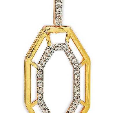 Gold-plated Geometric Syra Earrings With Cubic Zirconia by Dhwani Bansal