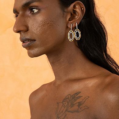 Gold-plated Geometric Syra Earrings With Cubic Zirconia by Dhwani Bansal