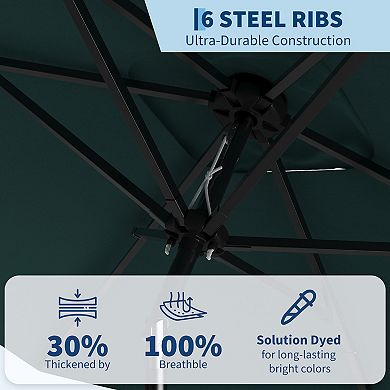 6.5 x 10 FT Rectangular Patio Umbrella with Crank Lift, Large Outdoor Table Sun Shade for Garden