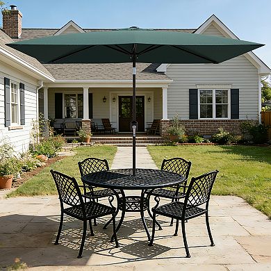 6.5 x 10 FT Rectangular Patio Umbrella with Crank Lift, Large Outdoor Table Sun Shade for Garden